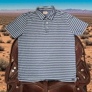 Faherty‎ Brand Mens Striped Short Sleeve Polo Shirt Blue Green Large MKU2368-BTS